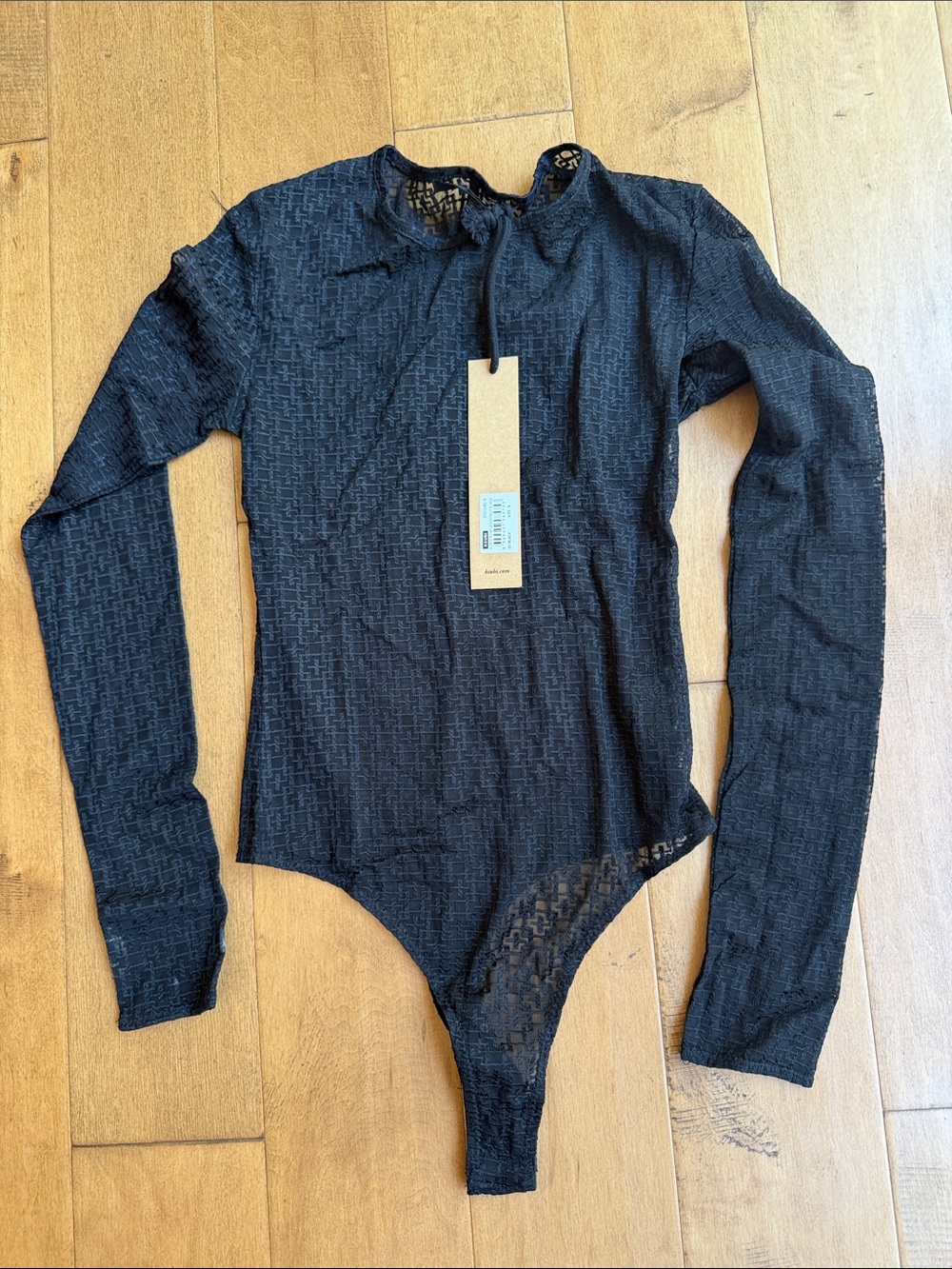 Ksubi Black Long-Sleeve Lace-Detail Bodysuit